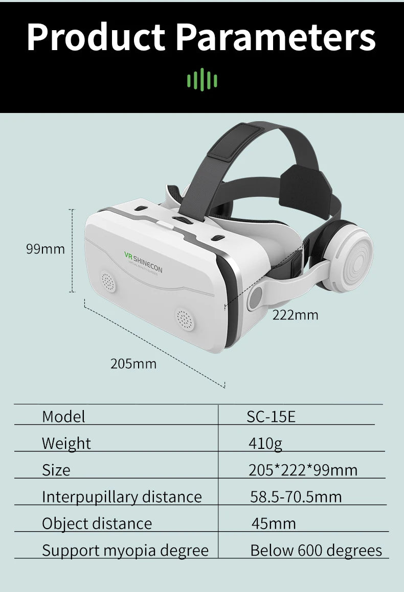Virtual Reality VR Glasses 3D Headset Devices Viar Helmet Goggles Lenses Smart For Smartphones Phone Mobile Realidade Headphone