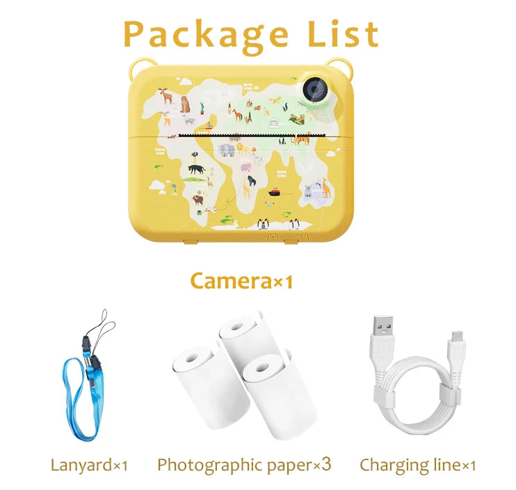 Kids Camera Instant Print 0 Ink Instant Print Photo - Christmas Birthday Gifts for Age 3-8 Girls Boys - Portable Toy