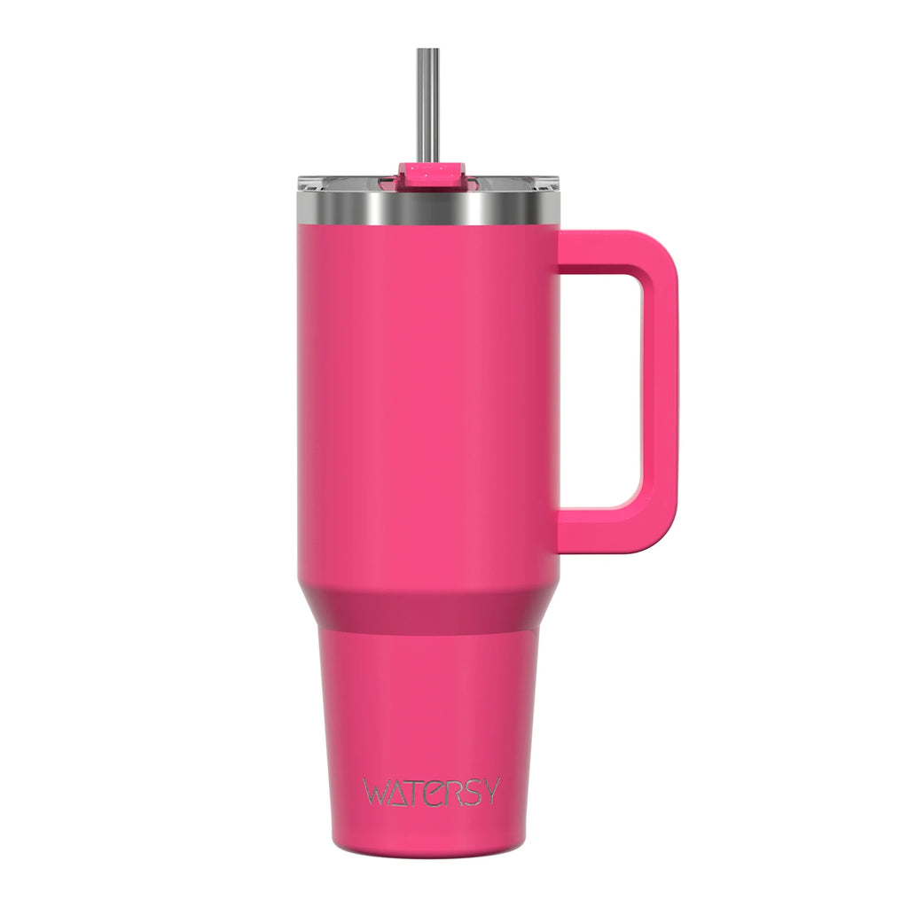 WATERSY 20/30/40oz Tumbler with Handle & Straw, Large Capacity Stainless Steel Thermal Cup, Vacuum Insulated Mug for Car, Travel