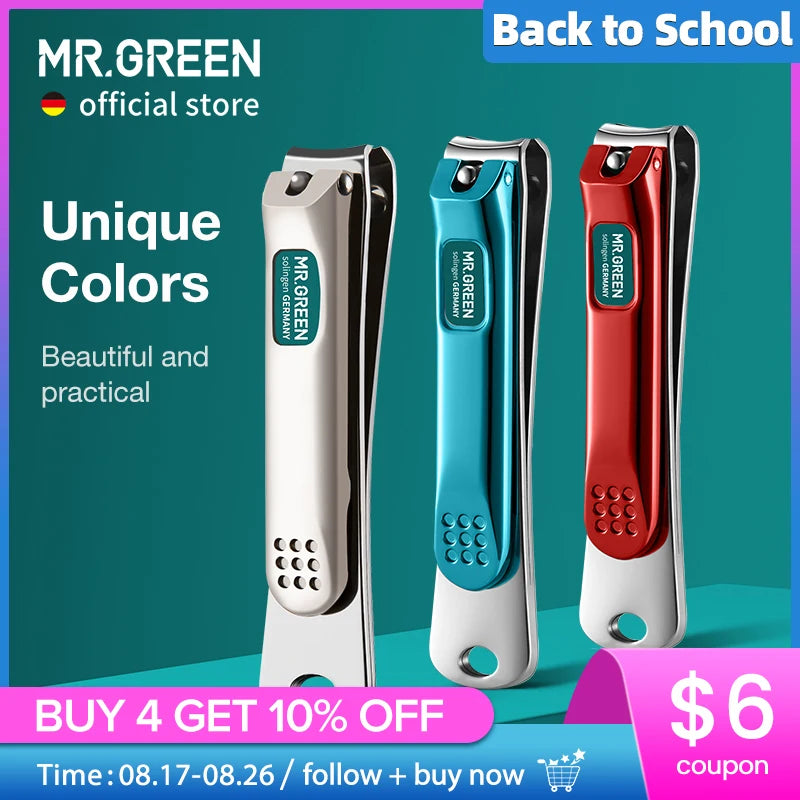 MR.GREEN Nail Clippers Stainless Steel Curved Blade Clipper Fingernail Scissors Cutter Manicure Tools Trimmer with Nail Files
