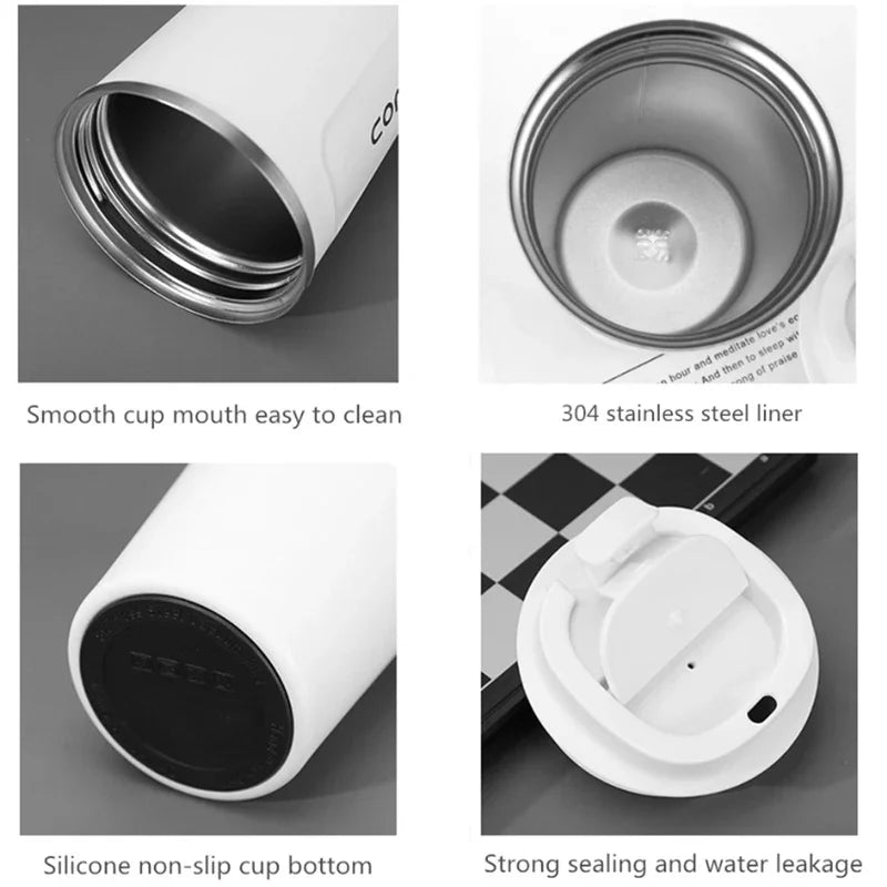 380/510ML Double‑Wall Stainless Steel Insulated Coffee Mug, Leak‑Proof Car Travel Tumbler for Home Outdoor Tea Water Drinking