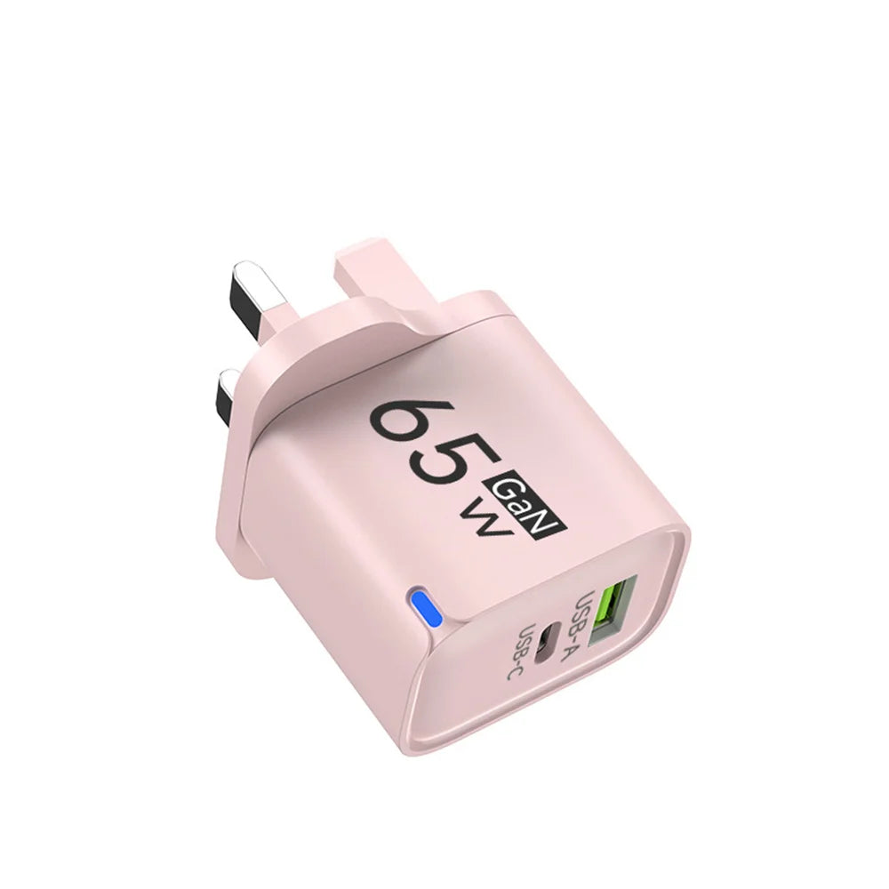 Cargador USB-C 65W Carga Rápida | Compatible iPhone, Samsung y Xiaomi