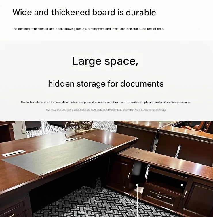 Contemporary Chinese Style CEO Desk Chair Set Luxury Boss Desk For Office Home