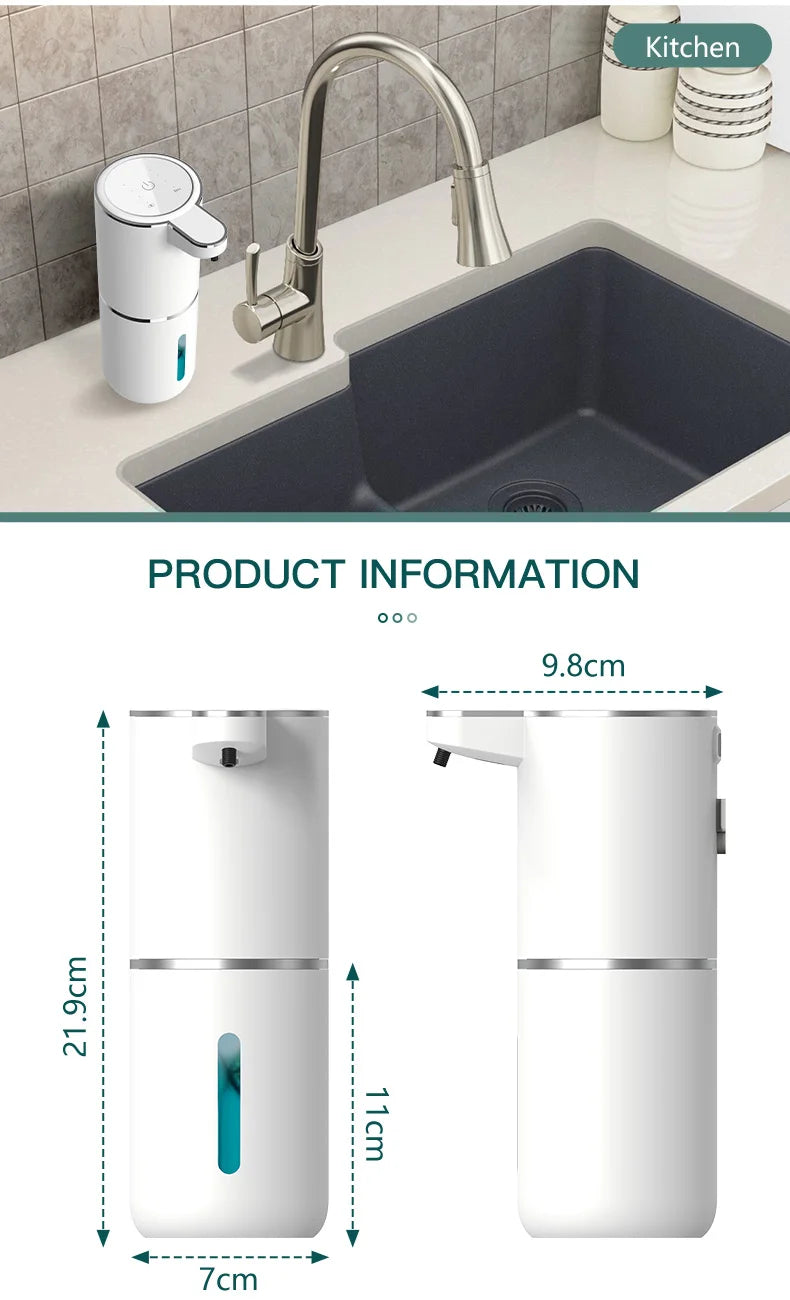 Automatic Soap Dispenser Touchless Foaming Soap Dispenser 380ml USB Rechargeable Electric 4 Level Adjustable Foam Soap Dispenser