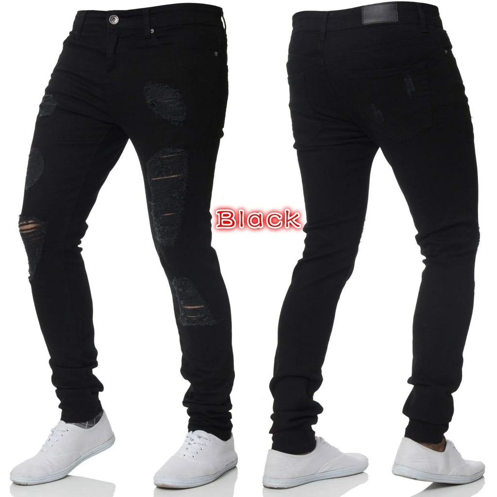 2025 New mbroidery Skinny Ripped Jeans Men Cotton Stretchy Hole Slim Fit Hip Hop Denim Pants Casual Jeans for Men Jogging Trouse