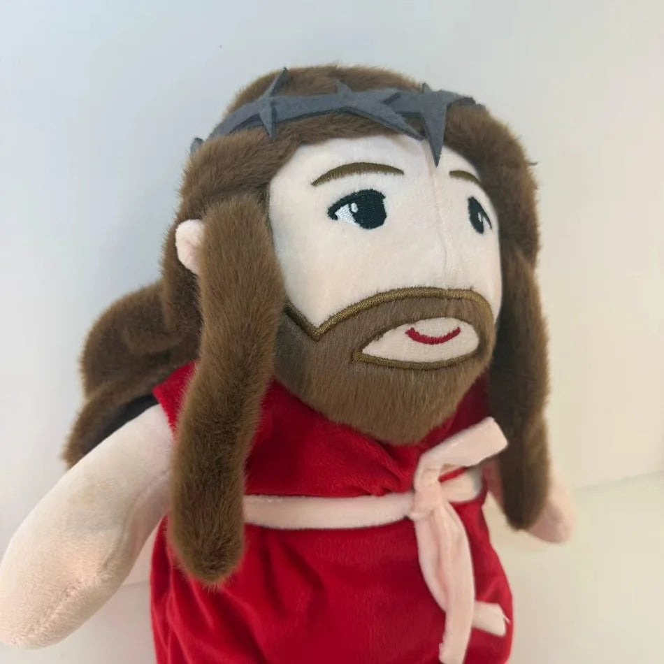 New Can Soothing Breathing Doll Red Robe Jesus/Maria Plush Toys Music Light Soothe Sleep Companion Hug pillow Doll Christma Gift
