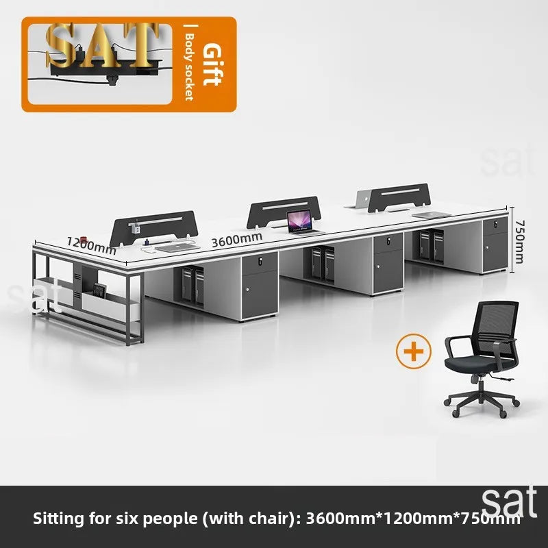！@Office Staff Desk and Chair Set: Simple, Modern, 4/6-person, Double-seat, Office Screen Cubicles, Financial Workstations