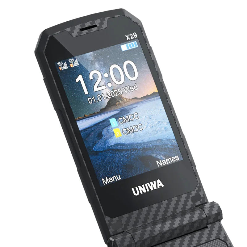 UNIWA X29 Old Man 2G Flip Mobile Phone GSM Senior Big Push-Button Flip Phone Dual Sim FM Radio Russian Arabic Keyboard Cellphone