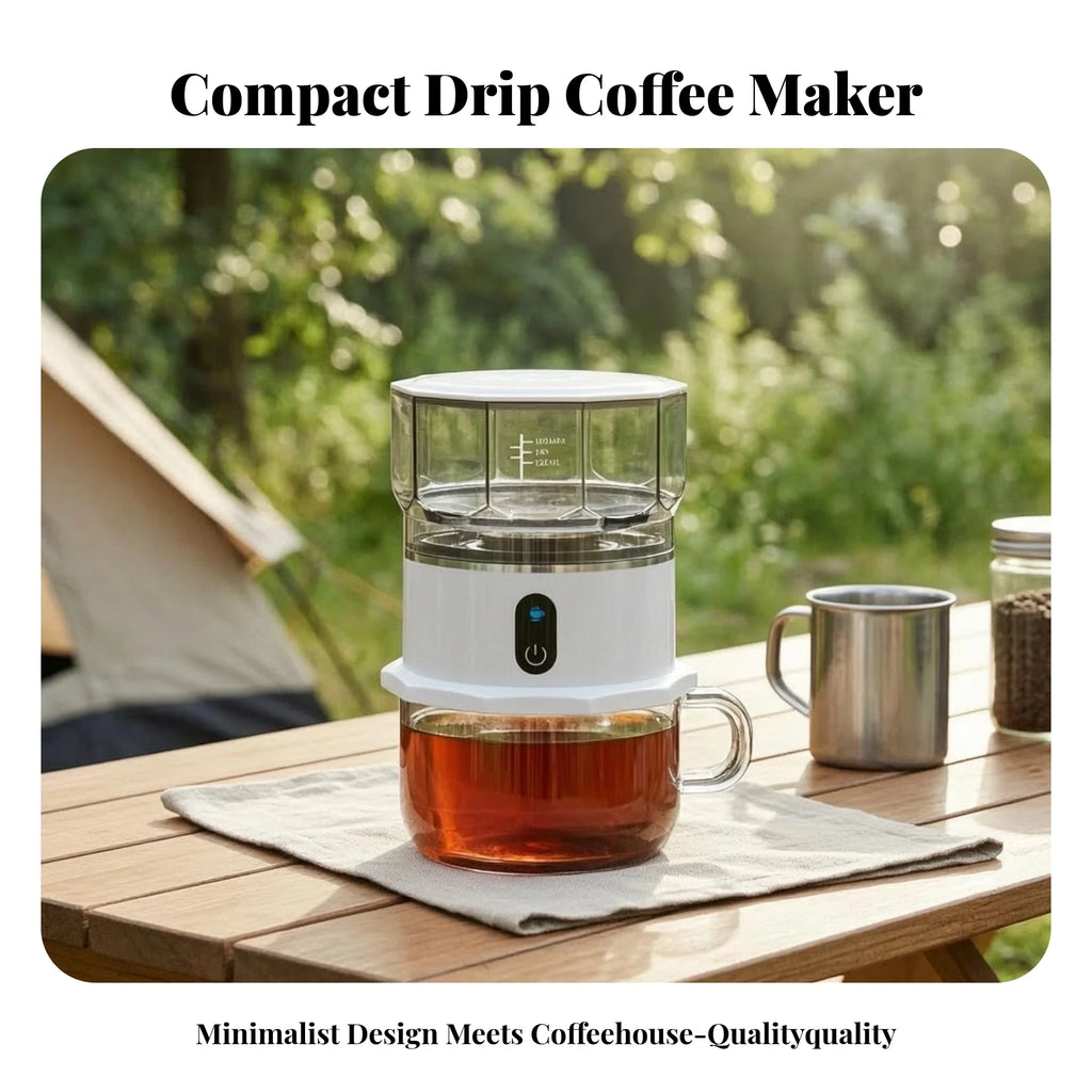 Mini Coffee Maker with Cup Portable Pour-over Coffee Brewer Appliance Small-Space Removable for Travelers, Travel, Office