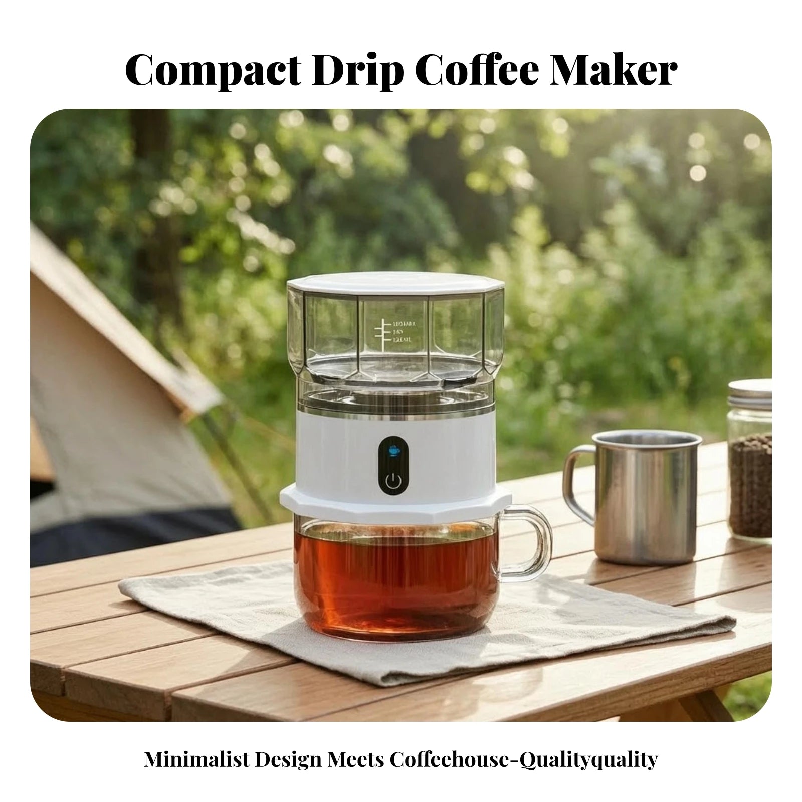 Mini Coffee Maker with Cup Portable Pour-over Coffee Brewer Appliance Small-Space Removable for Travelers, Travel, Office