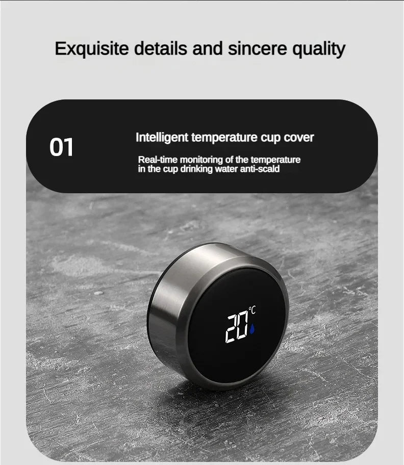 New Vacuum Flask Portable Cups Stainless Steel Thermos Bottle with LED Temperature Display Sus304 Tea Water Bottle