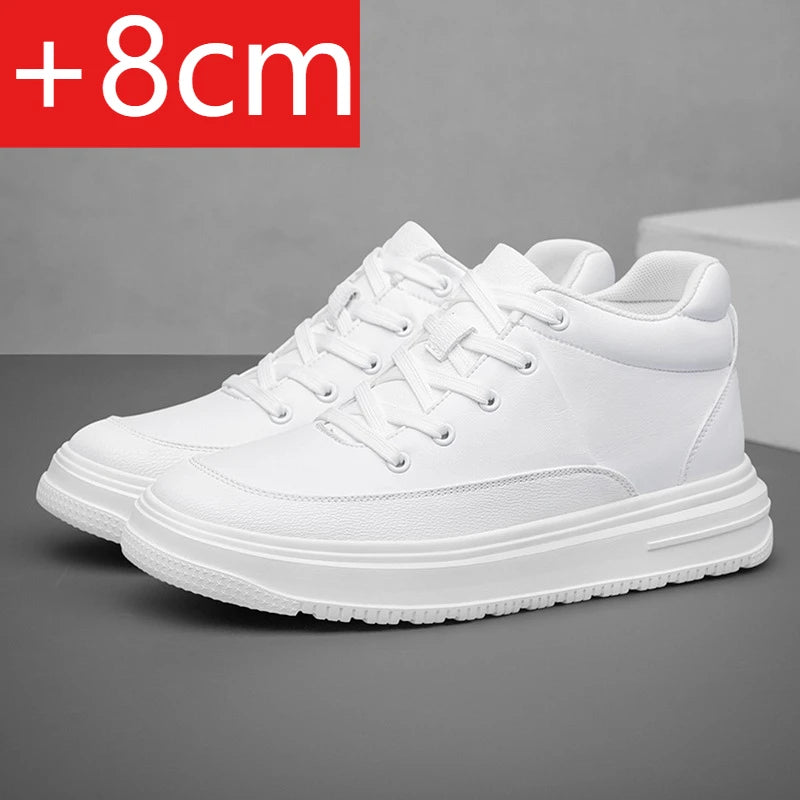 New Invisible Inner Height Increasing Men's Shoes 8cm Trendy Sports Shoes White Shoes British Height Increasing Casual Sneakers