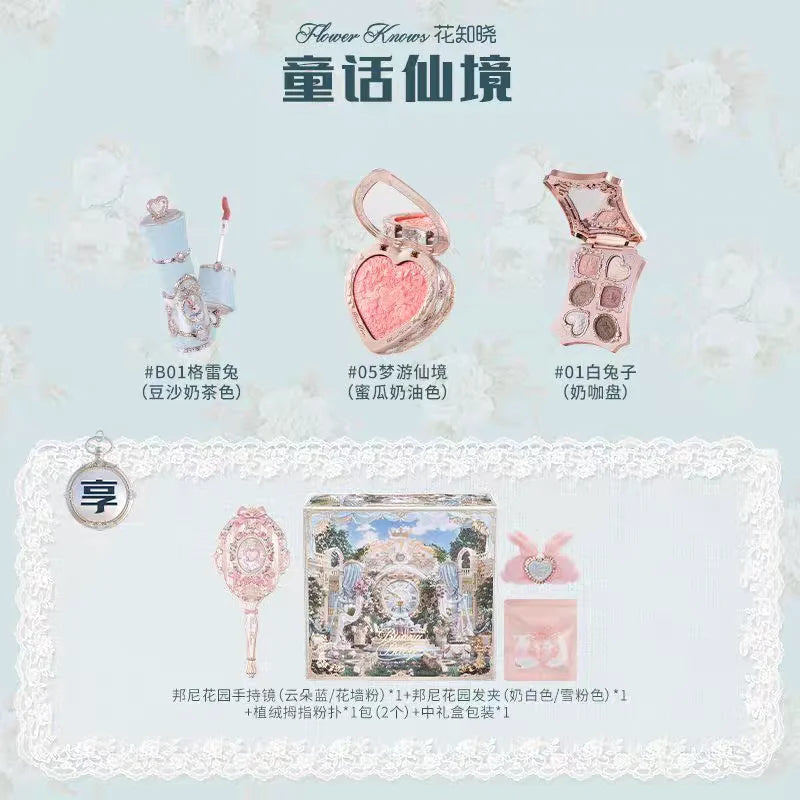 Flower knows Bunny Garden Collection Lip Cream Blush Air Cushion CC Cream Liquid Foundation Eye Shadows Palette Makeup Set