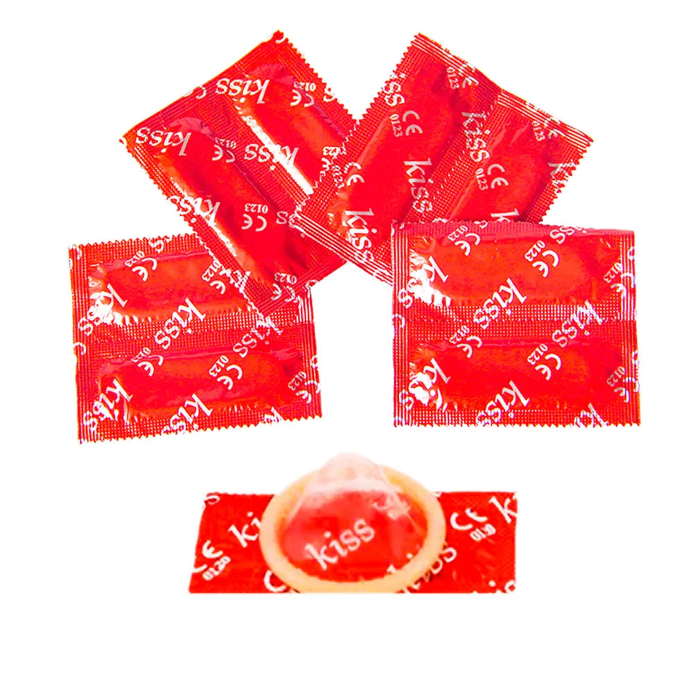 20Pcs Kiss Red Condoms Ultra Thin Safe Adult Contraceptive Sleeve Ring Cover Penis Delay Impotence Erection Sex toys Men