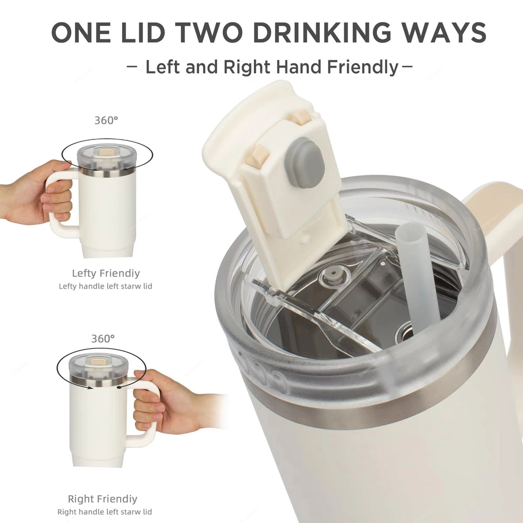 Tyeso 900ml/1200ml Big Capacity Thermal Mug Stainless Steel Insulated Water Bottle with Straw Outdoor Travel Car Tumbler