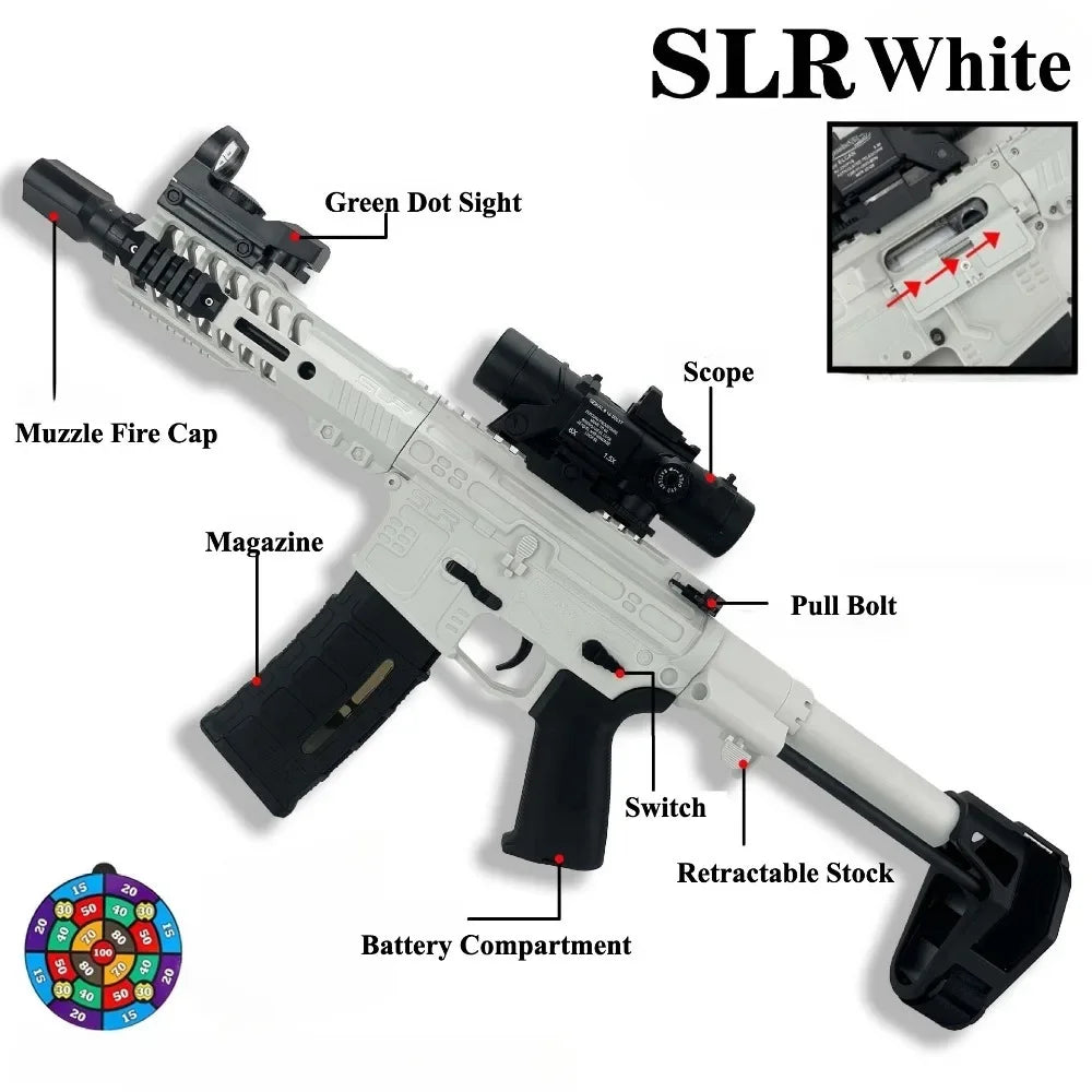 Nylon SLR Electric Gel Ball Blasting Toy Gun Full Automatic Shoot Water Ball Launcher for Outdoor Team Interaction