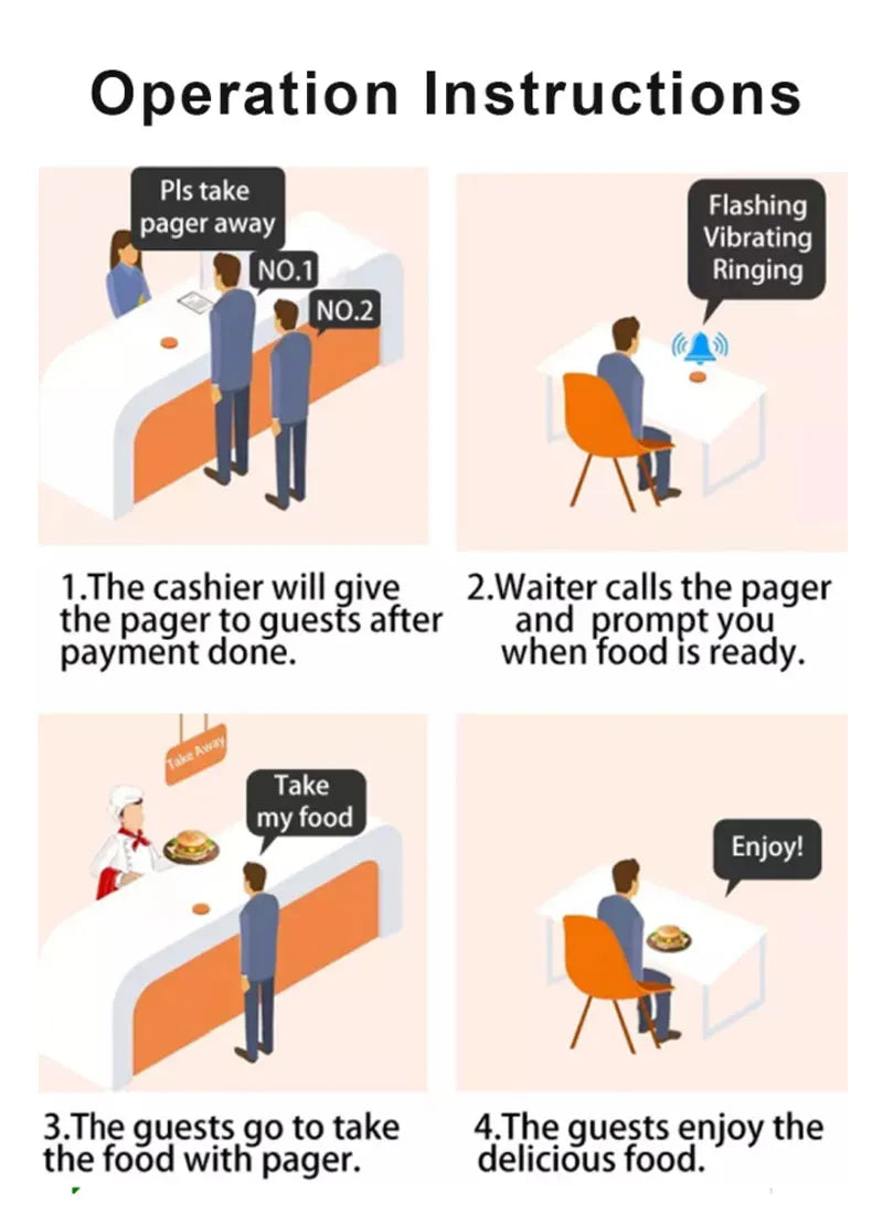 Restaurant call pager system 16 coaster buzzer wireless call free custom 20 paegrs waterproof food Cafe