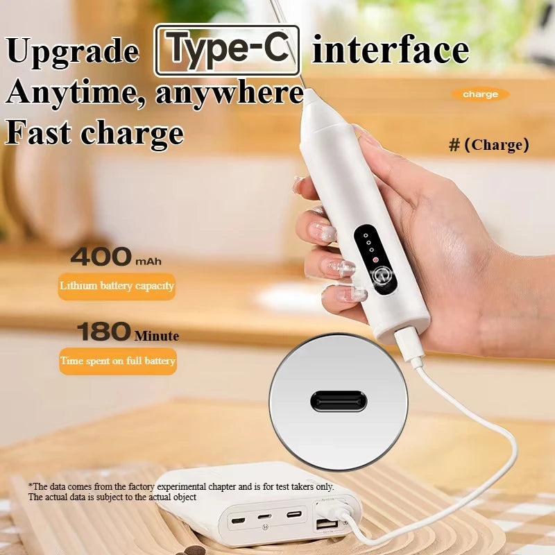 1 electric milk coffee mixer, egg beater, milk frother, 3-speed rechargeable handheld kitchen jam cake cream maker
