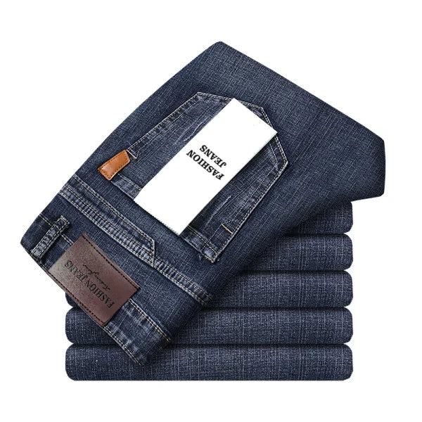2026  Straight Regular Blue Slim Fit  Stretch Denim Trousers Spring Autumn Men Classic Jeans Business Fashion Men's Smart Jeans