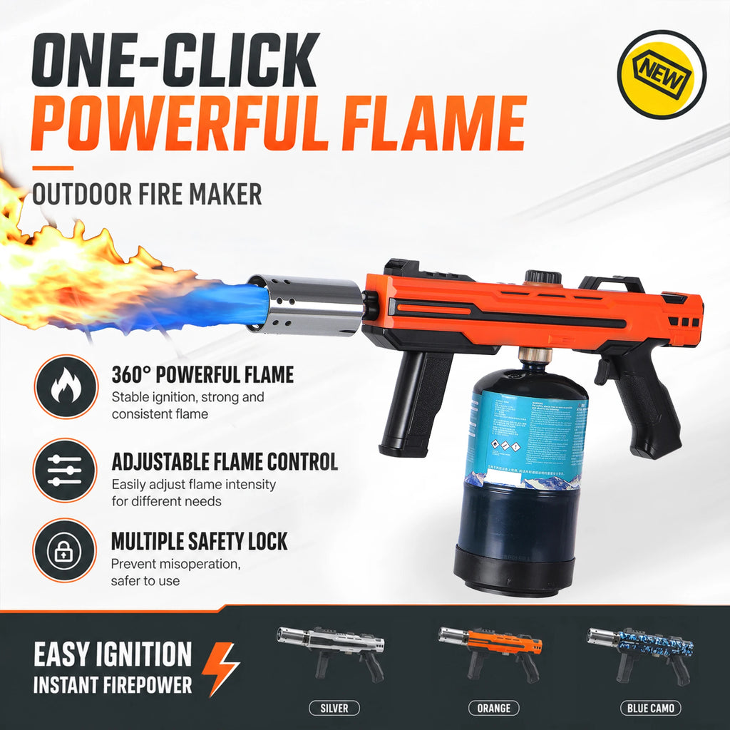 Propane Burner Gun with Adjustable Flame, Portable Torch Head for BBQ, Grill, Sous Vide, Campfire & Charcoal Lighting