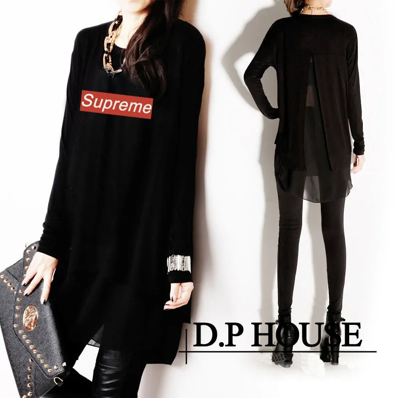New Spring Autumn and Summer Long Sleeve Fashion Chiffon Plus Size XXXL Loose Irregular Women's Clothings  Female Blouses