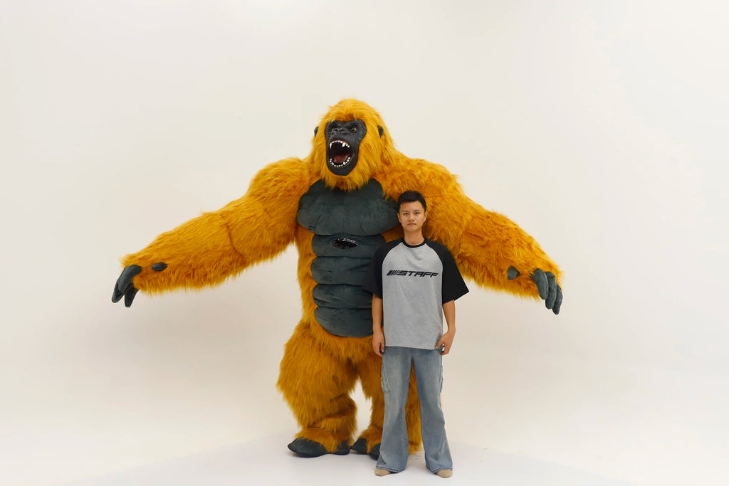 SAYGO Inflatable Multi Color King Kong Adult Cosplay Halloween Costume Plush Animal Mascot Carnival Dress Set Fur Gorilla Set