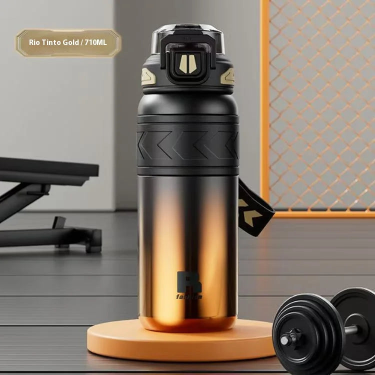 Young and Energetic Sports Straw Water Bottle  Stainless Steel Large-capacity Car Cup Student Outdoor Sports Portable Water Cup