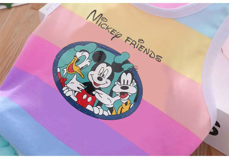2026 Summer Baby Kids Clothes Sets Cut Striped Cartoon Printed Girls and Boys Vest and Shorts 2 Pieces Sets Children's Outfits