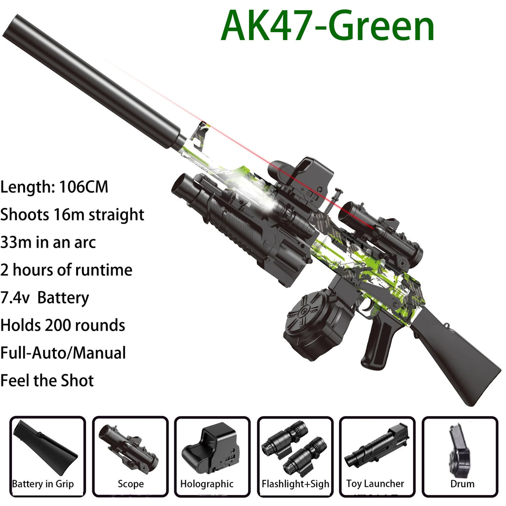 Electric Ak47 Toy Gun Automatic Gel Ball Blaster Toys Outdoor Game Gel Ball Sniper Rifle Splatter Gun Toys For Adults Gitfs