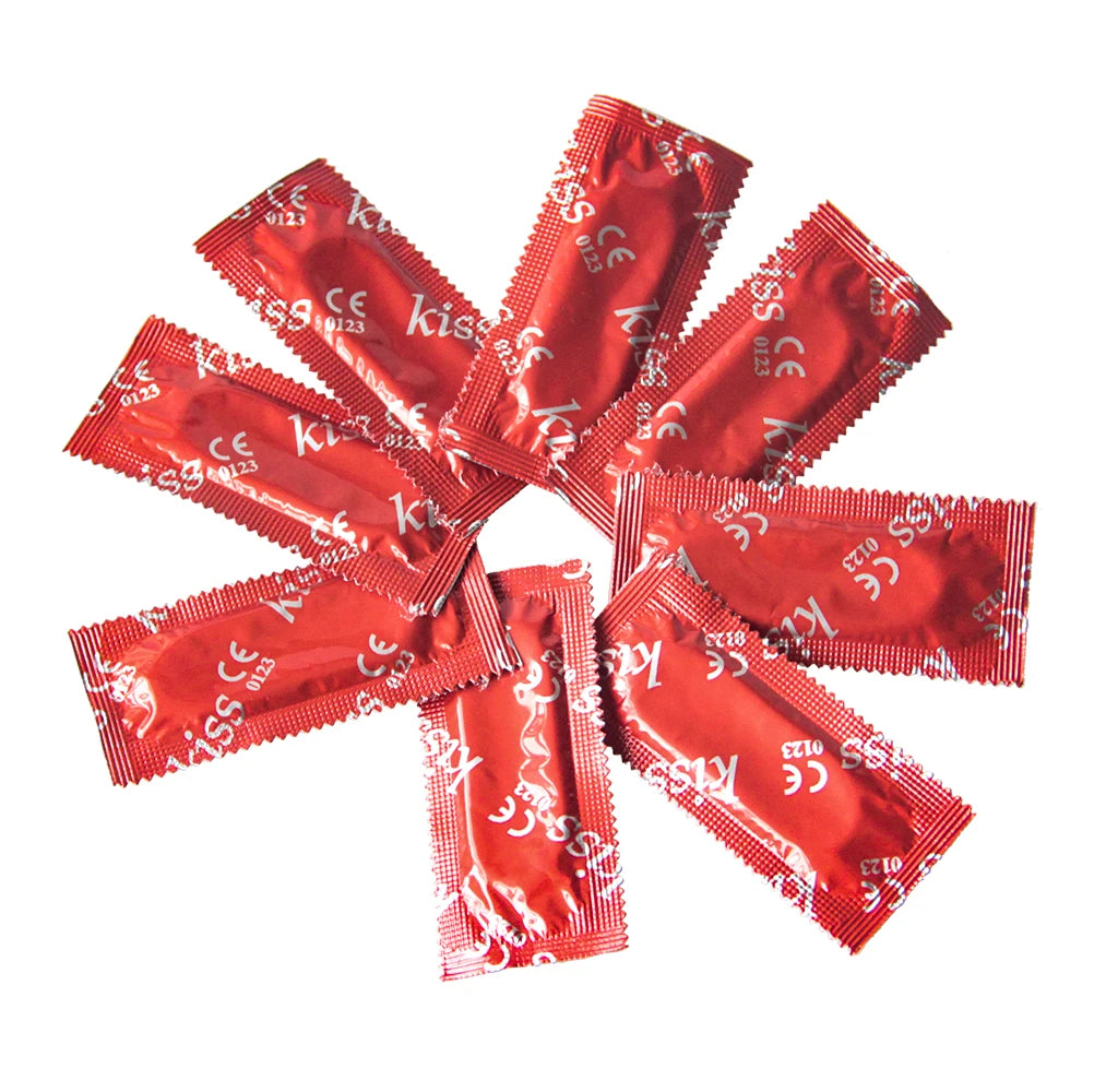 20Pcs Kiss Red Condoms Ultra Thin Safe Adult Contraceptive Sleeve Ring Cover Penis Delay Impotence Erection Sex toys Men