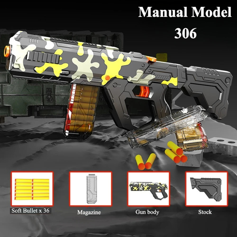 Soft Bullet Gun Toy Gun Auto-Manual Sport Game Outdoor Shooting Games Education Toy for Kids Boys Adult