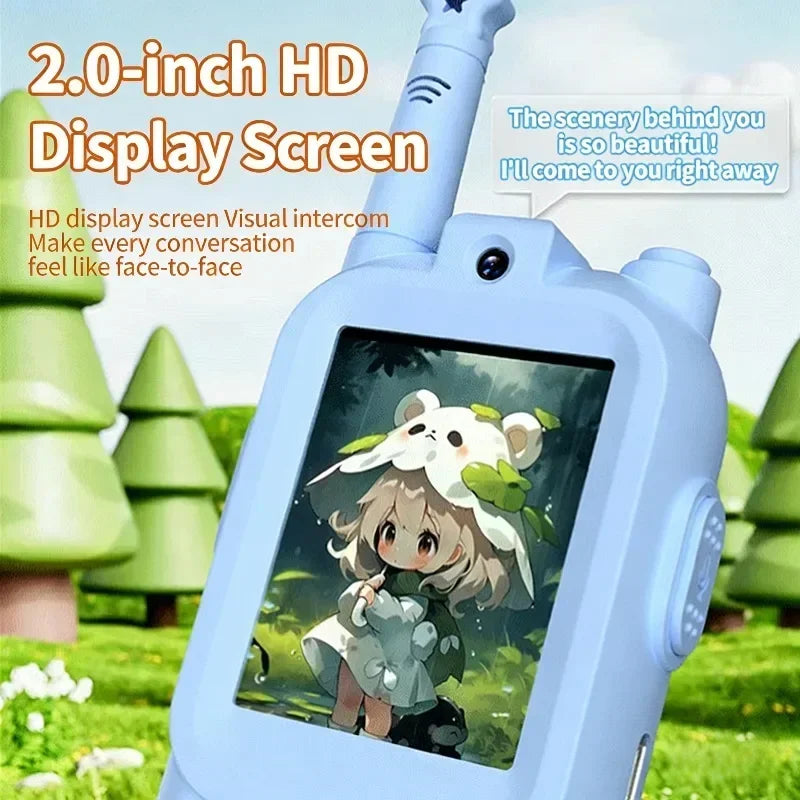 2PC Kids HD-Video Walkie Talkies 3 Styles Intercom USB Charging Indoor Outdoor Boys Girls Age 3+ for Child's Toys Birthday Gifts
