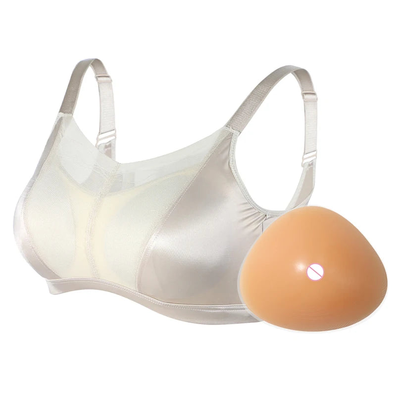 LERVANLA Mastectomy Silicone Boobs Form Underwear 2-In-1 Post-Surgery Bra With Fake Breast For Chest Prosthesis Enhancement