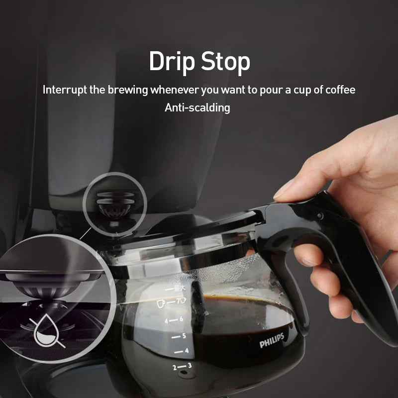 Philips HD7432 Drip Coffee Maker 220V Fully Automatic Coffee Machine 600ML Drip Filter Small Multi-functional Coffee Pot