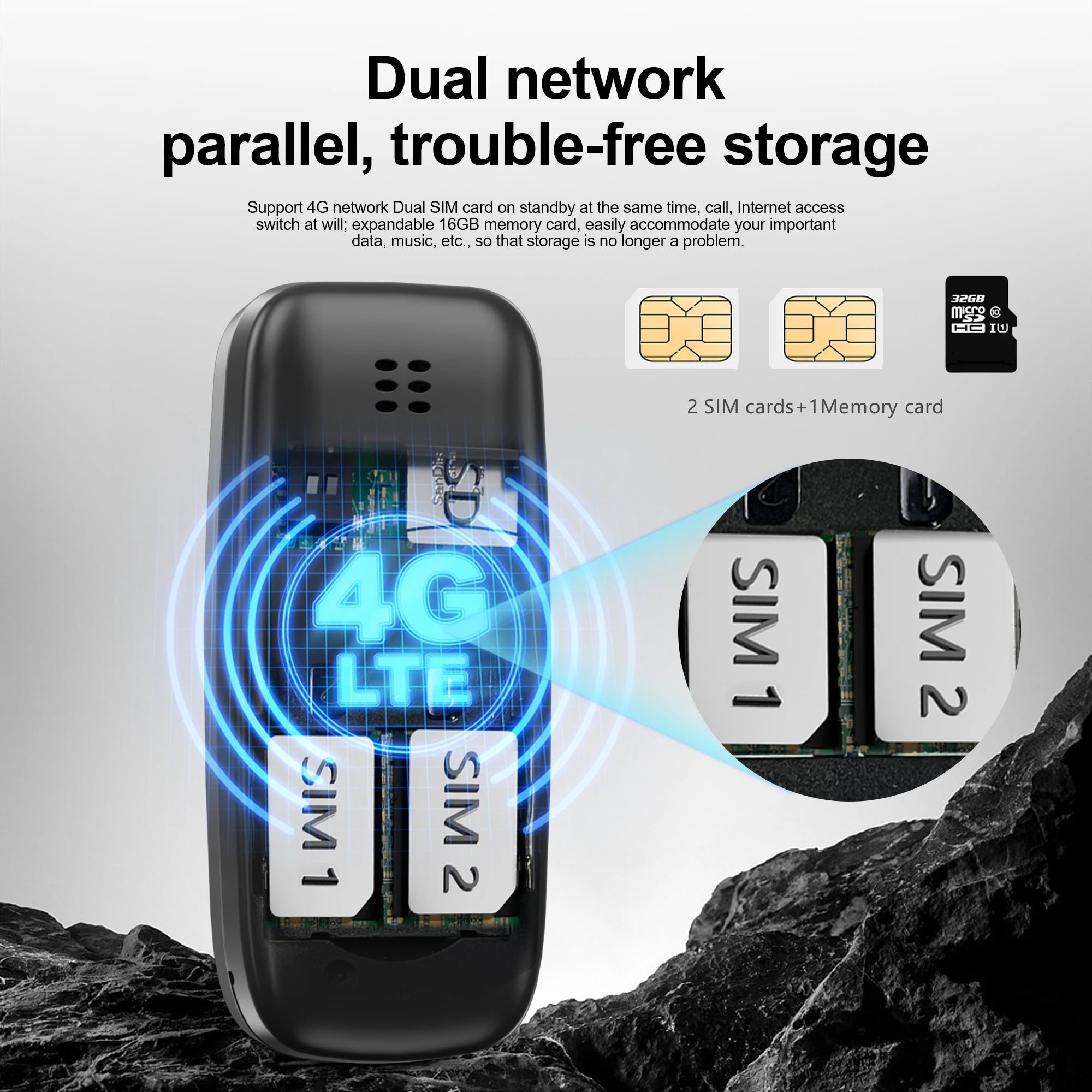 SERVO BM10 LTE 4G Mini Mobile Phone Dual SIM Standby Call Recording Speed Dial Blacklist Alarm Clock Small Feature Backup Phones