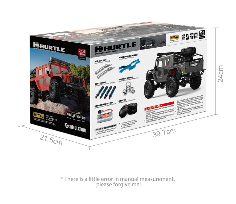 JJRC Q121 RC CAR 4WD Mountaineering Off-Road High Speed Vehicle 1:12 Size RC Car Simulation Hummer Truck Model Children's Toys