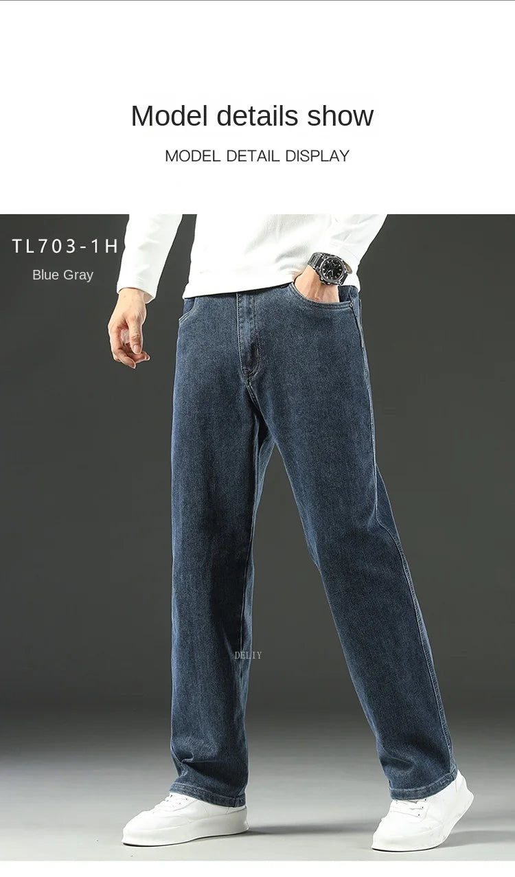 2026 New Y2K  Autumn and Winter Baggy  Jeans Men's  Loose Straight Wide-leg Business Trousers Mens Clothing