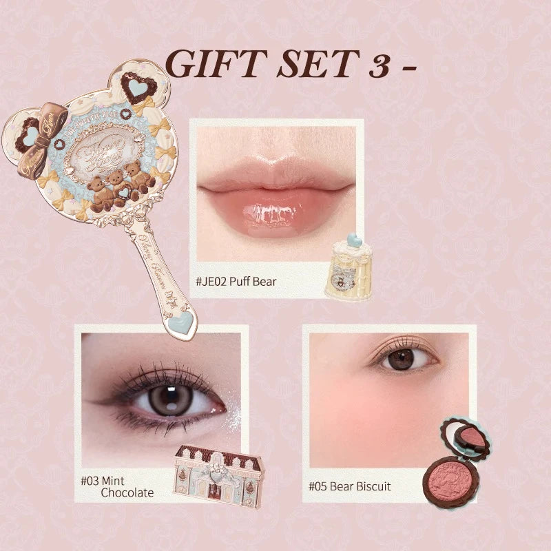 Flower Know Sweetie Bear Makeup Set Shimmer Matte Blush Lipstick Kit