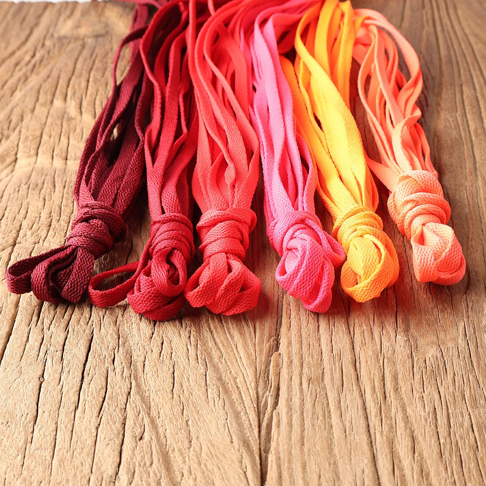 HIBERNI Flat Shoelaces for Sneakers/Adidas/Nike - 120cm/140cm Red/Orange/Hot Pink | Soft & Vibrant Laces for AF1 Shoes 1Pair