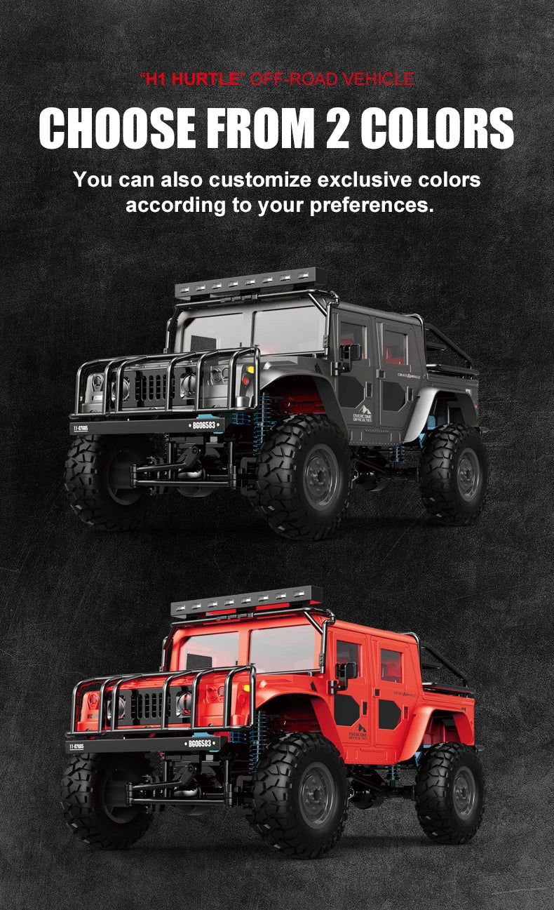JJRC Q121 RC CAR 4WD Mountaineering Off-Road High Speed Vehicle 1:12 Size RC Car Simulation Hummer Truck Model Children's Toys