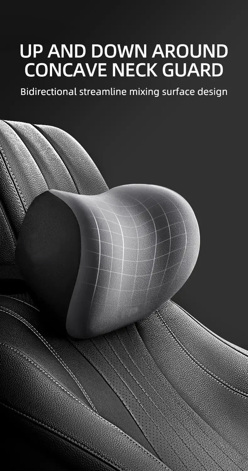 Memory Foam Headrest Lumbar Support Set Ergonomic Neck Pillow Back Cushion Car Driver Seat Comfort Breathable Polyester Fabric