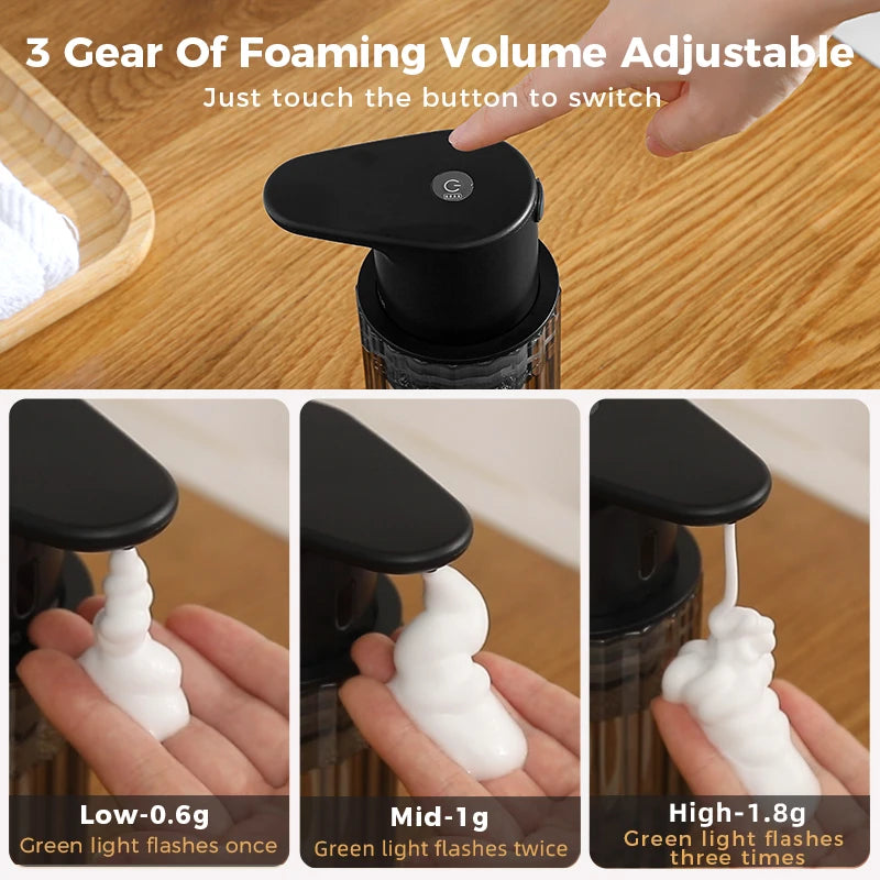 Automatic Foam Soap Dispenser Touchless Rechargeable Electric 3 Levels Adjustable Hand Sanitizer Dispenser for Kitchen and Bathroom
