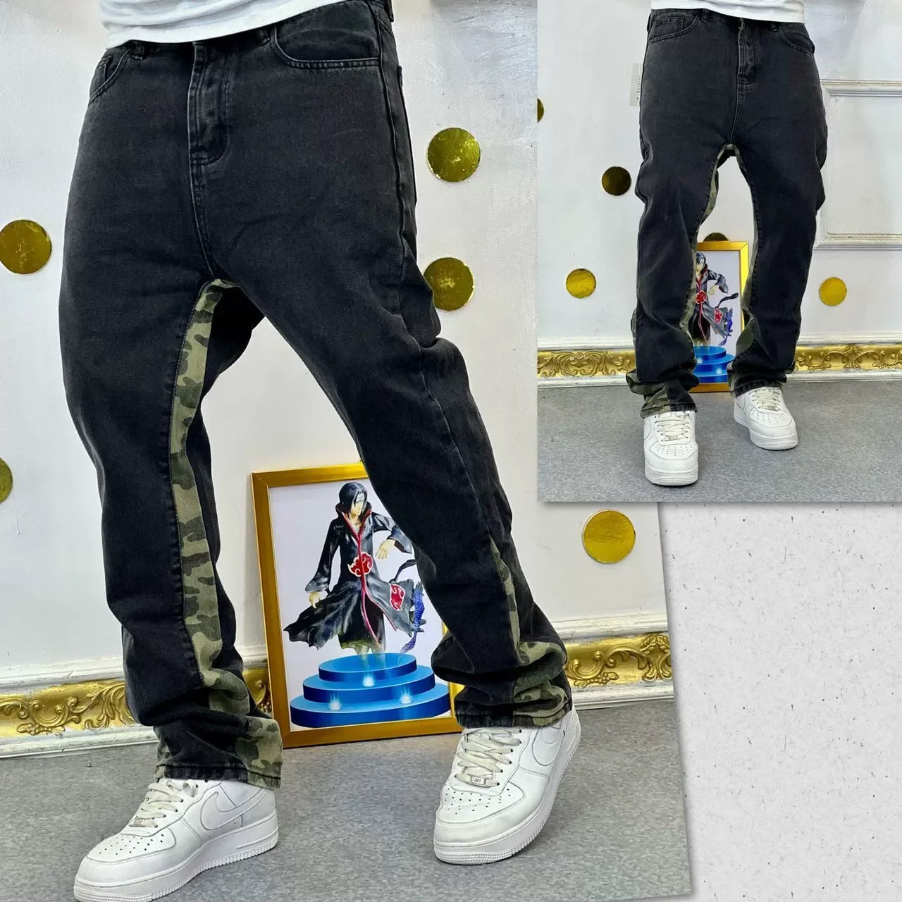 2025 Vintage Men's Jeans Distressed Vibe Bell Bottoms Clean Fit Woodworking Workwear Denim Pants for Outdoor Trade
