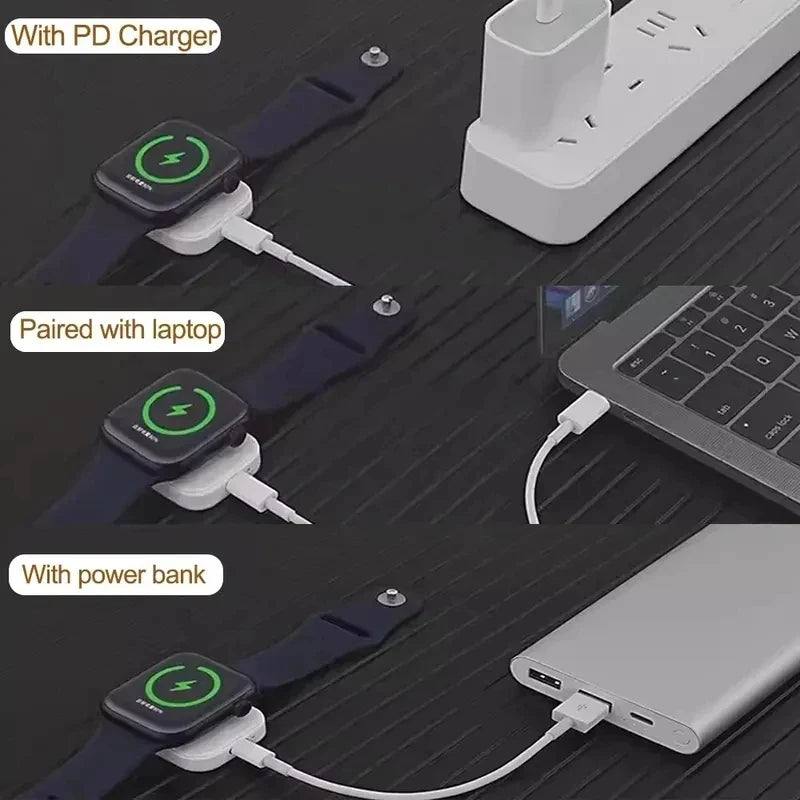 Fast Magnetic Watch Wireless Charger For Apple Watch Ultra 3 2 1 Series 9 8 7 6 SE Charger Dock Adapter Type C Portable Charger