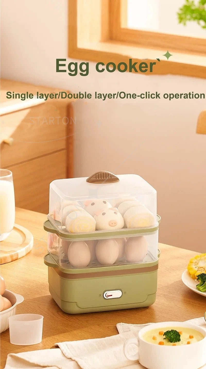 Fast Breakfast Machine Automatic Power Off Multifunction Pot 220V 350W Egg Boiler Dormitory Double Layer Electric Steamer Home