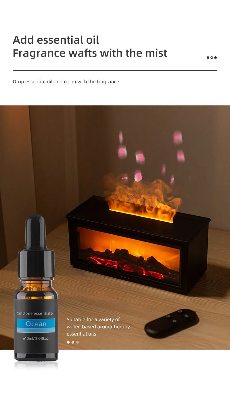 7 colors of essential oil fireplace diffuser mini flame aromatherapy fireplace humidifier aromatherapy oil diffuser AG-HY05