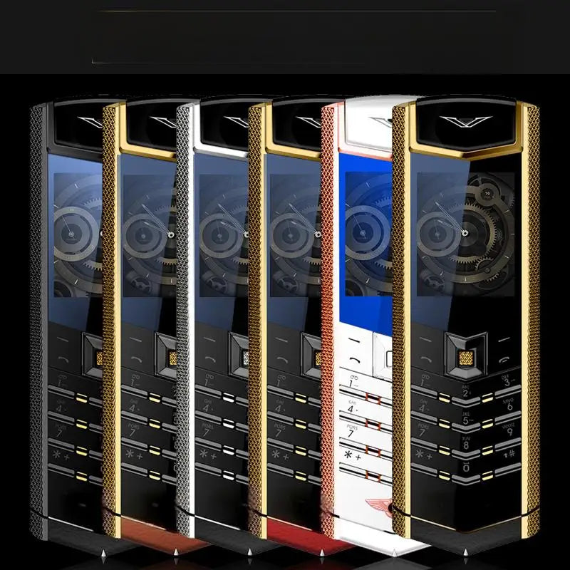 V9 Straight Plate Mobile Phone with Metal Leather Body, Dual Card Dual Standby Invisible Keyboard, GSM 2G Network, Elderly Phone