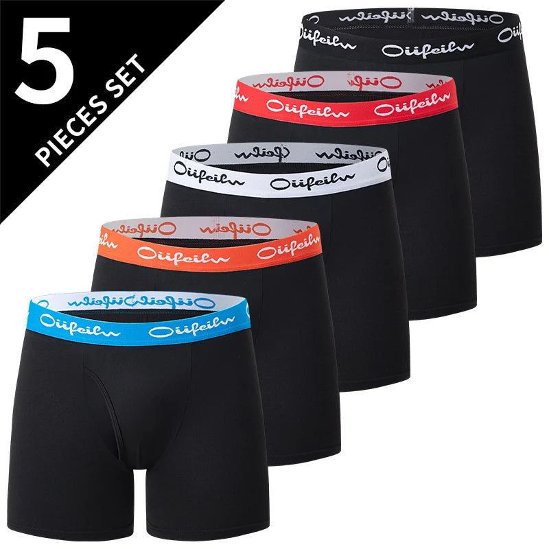 5/10 Pack Multi-size Teenagers To Adults Men's Boyshort Leisure Sports Joker Elastic Waist Long Men's Underwear Can Be Parent-ch