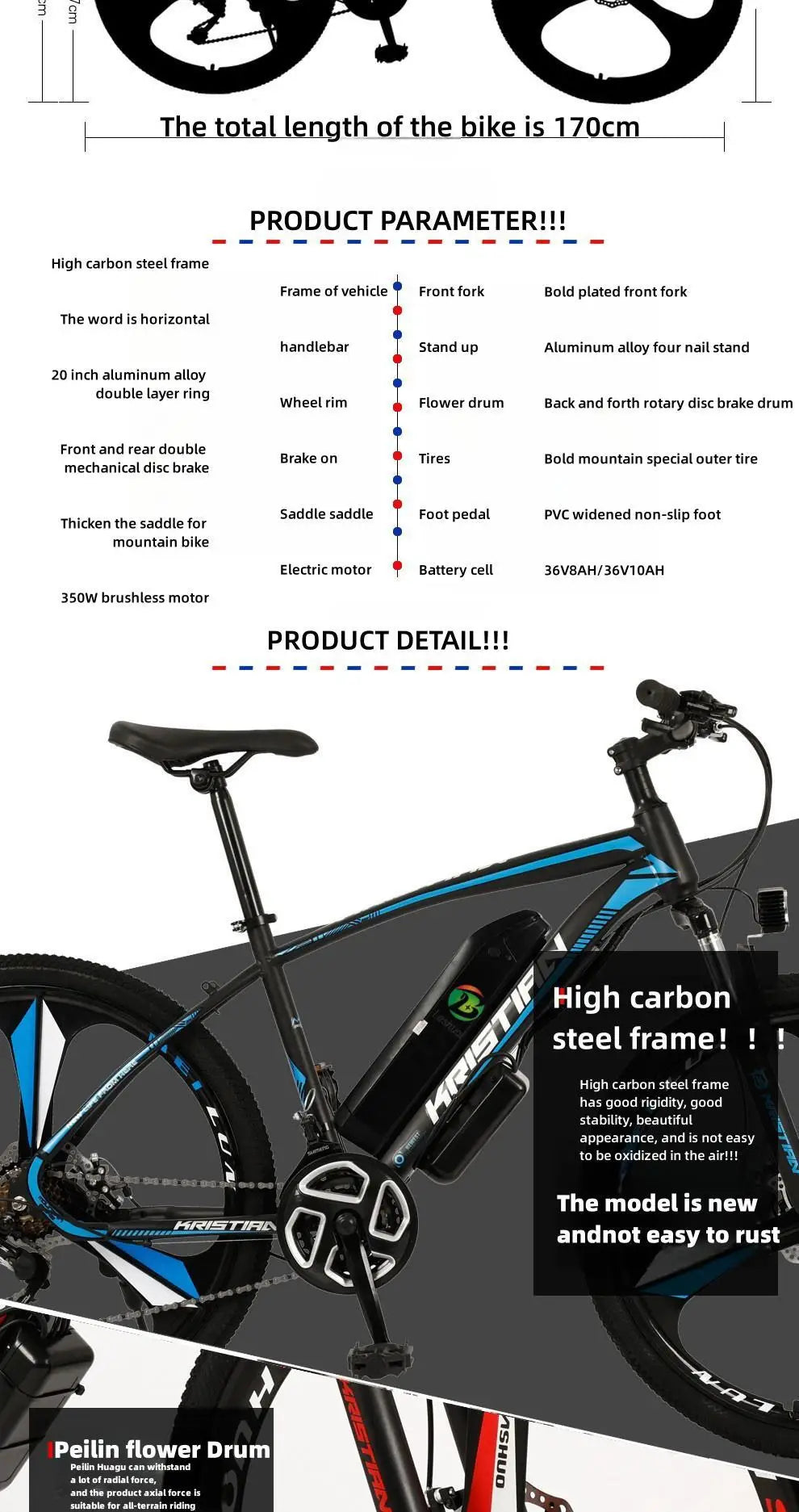 750W Electric Folding City Bike 48V 48V Lithium Battery Steel Frame Electric Mountain Bike With Fat Tire