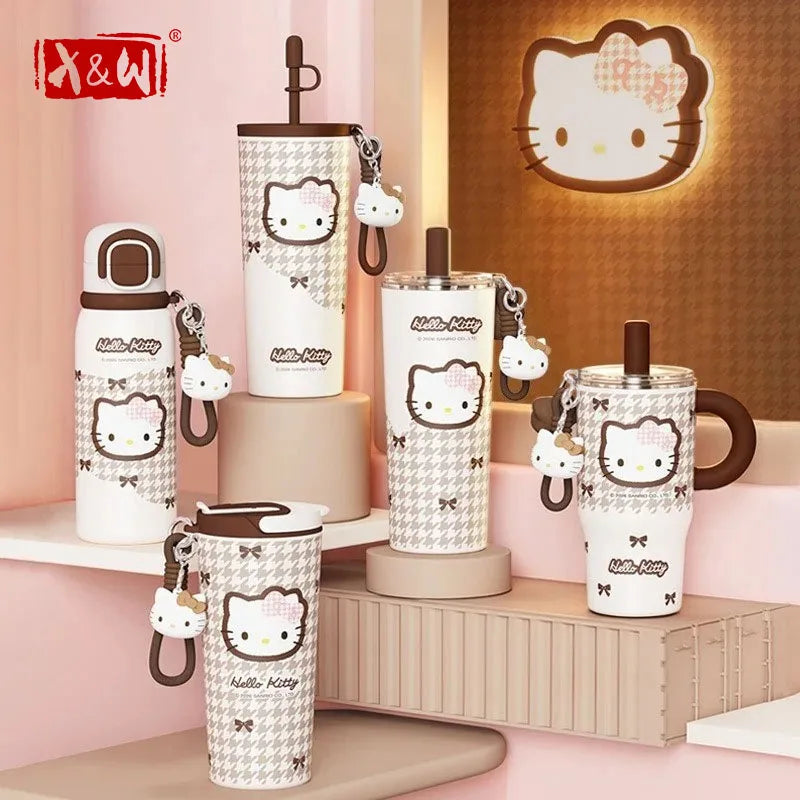 X&W Hello Kitty Insulated Cup Leak Proof 530-700ml with Pendant and Carrying Rope To Keep Office/Home Beverages Hot and Cold
